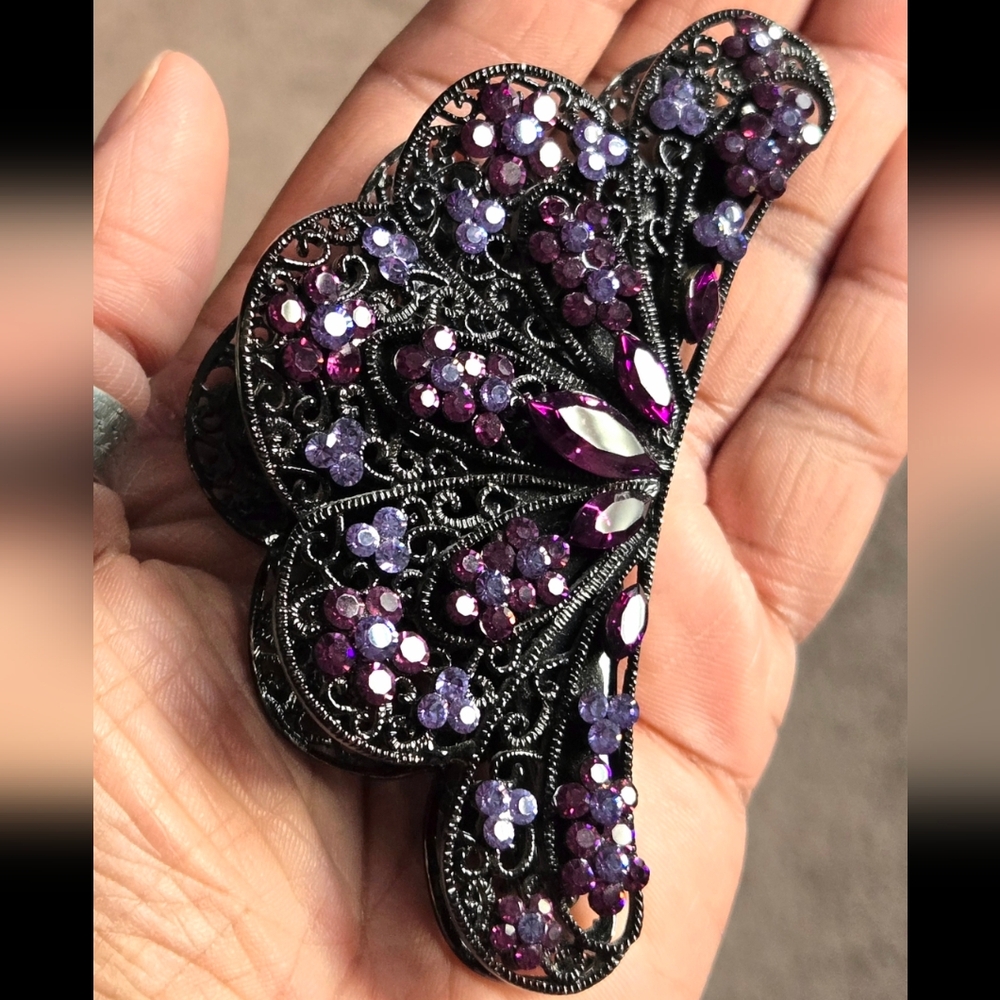 Spanish Lace Elegance Purple and Black Hair Claw - Picture 7 of 10